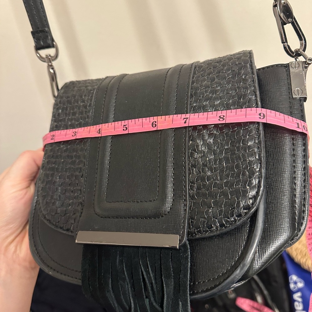 Dirty Ballerina Black Woven Crossbody Bag with Fringe - Picture 12 of 14